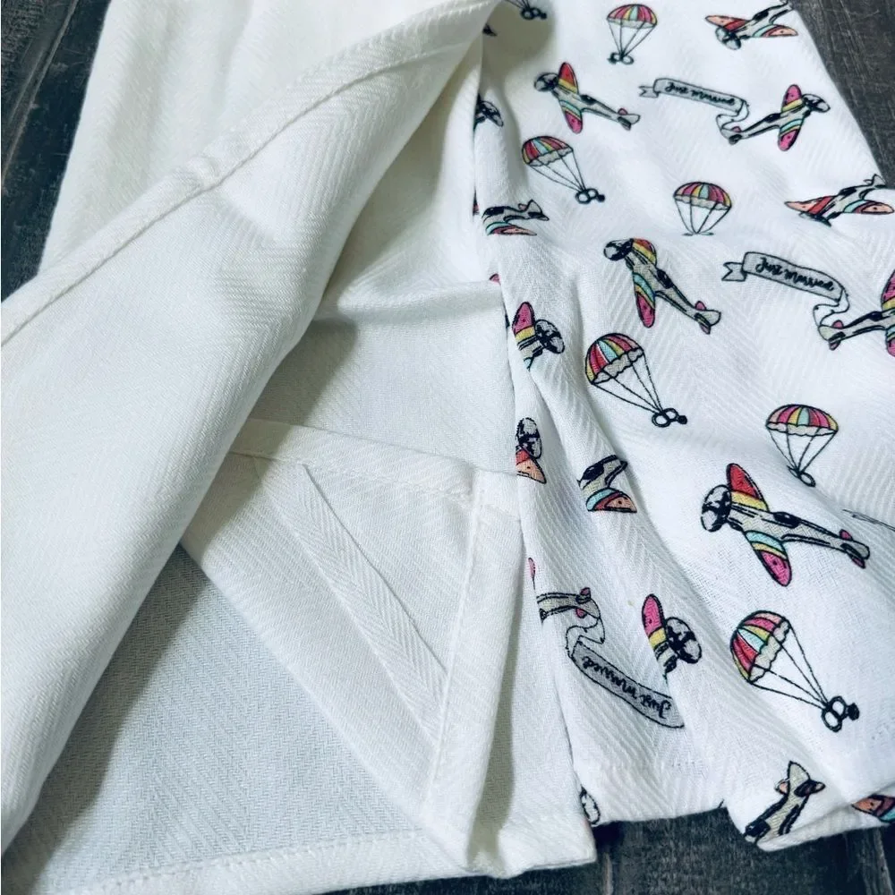 Just Married Love in the Air Airplane Hot Air Balloon Kitchen Dish Towels Set